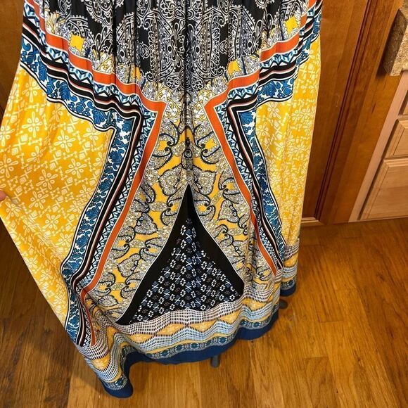 💜 3/$30 6/$50 Apt 9 Maxi Dress Multi Patterned in Yellow Blue Black  Size PXL - Picture 9 of 16